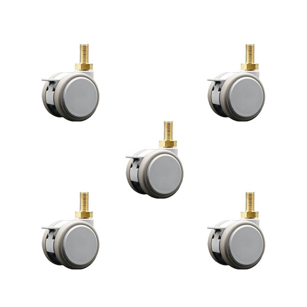 Service Caster 2 Inch MRI Safe Casters with Brakes, 10mm Threaded Stem, Set of 5, SCC, 5PK SCC-TS02S50-TPR-GRY-B-M10X22-MRI-5 - main